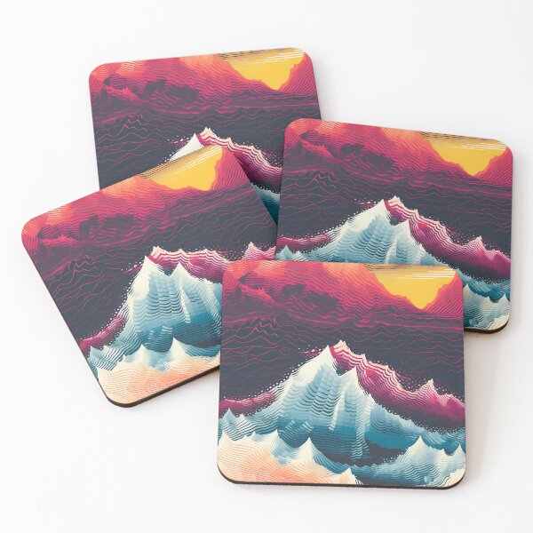 Item preview, Mountain Wave Frequency Pattern 14, sharp jagged synthwave horizon, checking the scanner at sunset, lidar like terrain mapping, abstract landscape beauty. designed and sold by FoxRobinRabbit.
