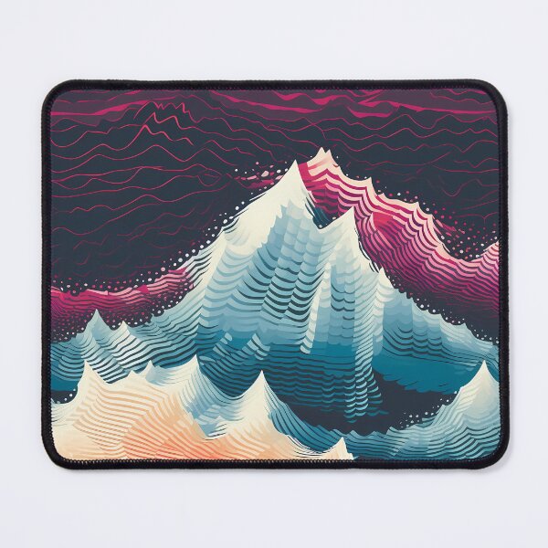 Item preview, Mountain Wave Frequency Pattern 14, sharp jagged synthwave horizon, checking the scanner at sunset, lidar like terrain mapping, abstract landscape beauty. designed and sold by FoxRobinRabbit.