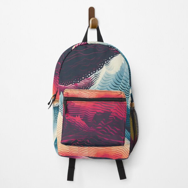 Item preview, Mountain Wave Frequency Pattern 14, sharp jagged synthwave horizon, checking the scanner at sunset, lidar like terrain mapping, abstract landscape beauty. designed and sold by FoxRobinRabbit.
