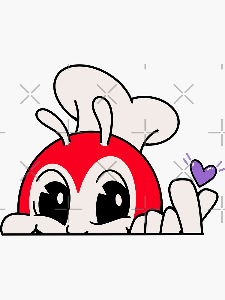 Jollibee Peeking Finger Heart Filipino Sticker 2 Sticker For Sale By