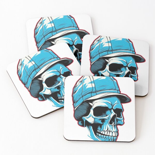 Item preview, Feeling vintage and edgy with this retro skull art on spruce blue designed and sold by cafegrafis.
