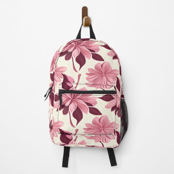 Item preview, Dark red petals and pink flower pattern on a white background designed and sold by BirdsnStuff.