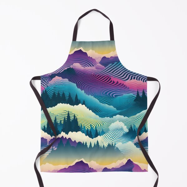 Item preview, Mountain Wave Frequency Pattern 15, purple hills rising from a forest, pale chartreuse valley, blue early morning fog, Walden might like it here, abstract landscape beauty. designed and sold by FoxRobinRabbit.