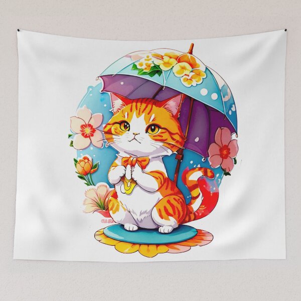 Item preview, Floral Cat with Umbrella  designed and sold by khachiche.
