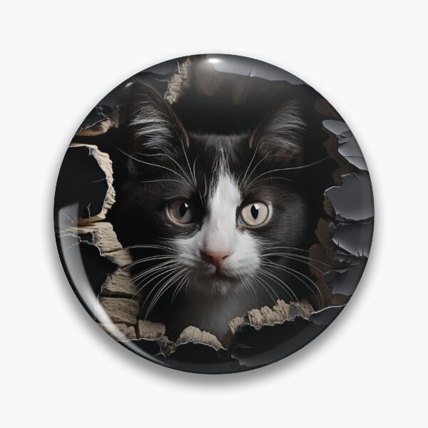 Item preview, A small cat looks through a hole in the wall designed and sold by ViktorSilni.