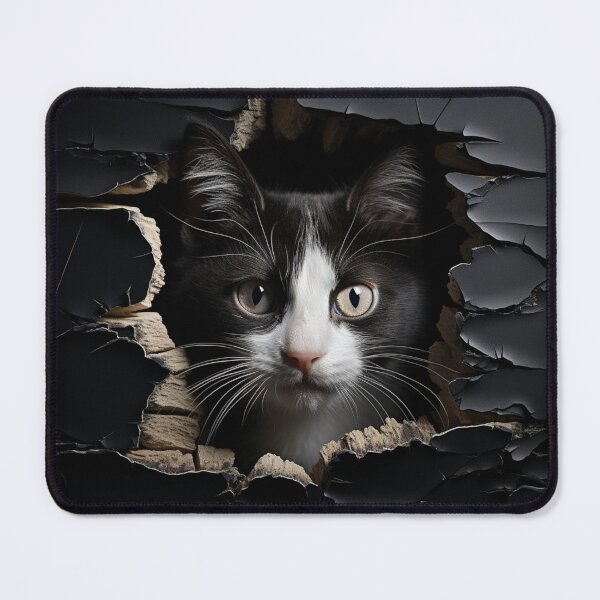Item preview, A small cat looks through a hole in the wall designed and sold by ViktorSilni.