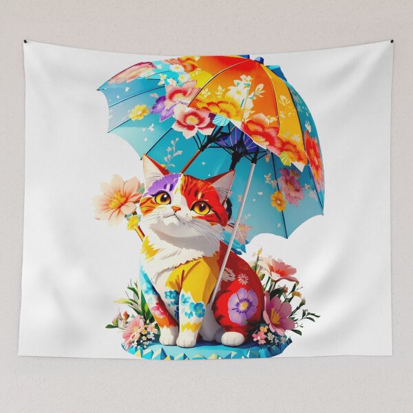 Item preview, Floral Cat with Umbrella  designed and sold by khachiche.