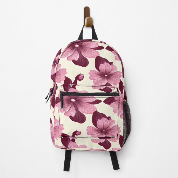 Item preview, Dark red petals and pink floral pattern on a white background designed and sold by BirdsnStuff.