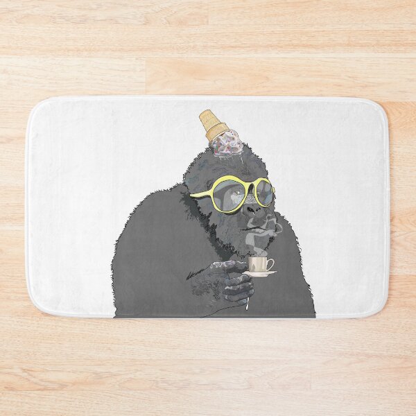 Item preview, Gorilla sipping expresso with melted ice cream designed and sold by m-yoga-store.