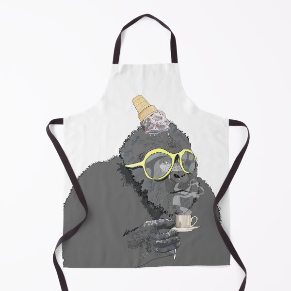 Item preview, Gorilla sipping expresso with melted ice cream designed and sold by m-yoga-store.