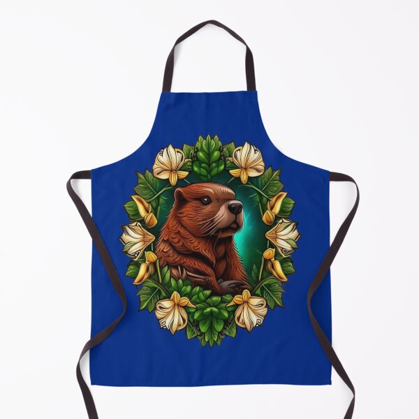 Item preview, A Beaver Surrounded By A Wreath Of Oregon Grape Flowers Tattoo Art designed and sold by taiche.