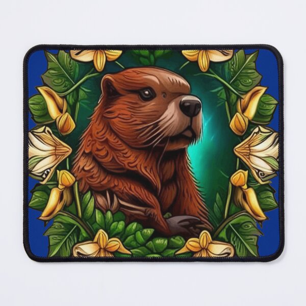 Item preview, A Beaver Surrounded By A Wreath Of Oregon Grape Flowers Tattoo Art designed and sold by taiche.