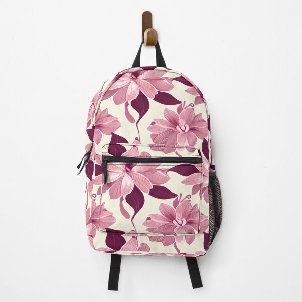 Item preview, Pink and dark red petal floral pattern on a white background designed and sold by BirdsnStuff.