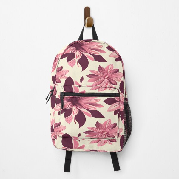 Item preview, Pink and dark red floral pattern on a white background designed and sold by BirdsnStuff.