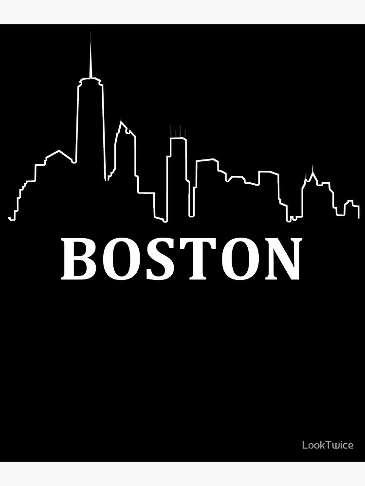 Boston Skyline Silhouette City Horizon Outline Shirt Greeting Card By Looktwice Redbubble