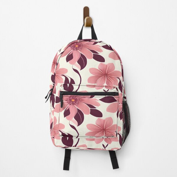 Item preview, Soft pink and dark red flower pattern on a white background designed and sold by BirdsnStuff.