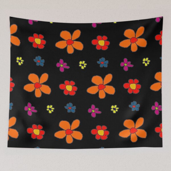 Item preview, Cartoon Flower Prints, Orange Flowers, Purple Flowers, Blue Flowers designed and sold by larissa-myrie.