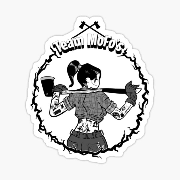 Team MoFo's Axe Throwing Shirt Sticker