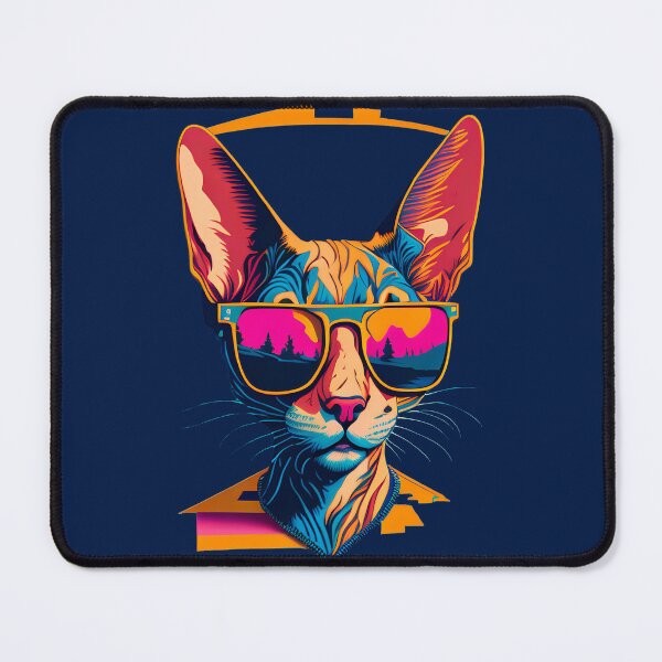 Item preview, Sunglasses-Clad Cornish Rex: Flat Aggressive Feline Illustration designed and sold by DesignArtEmpire.