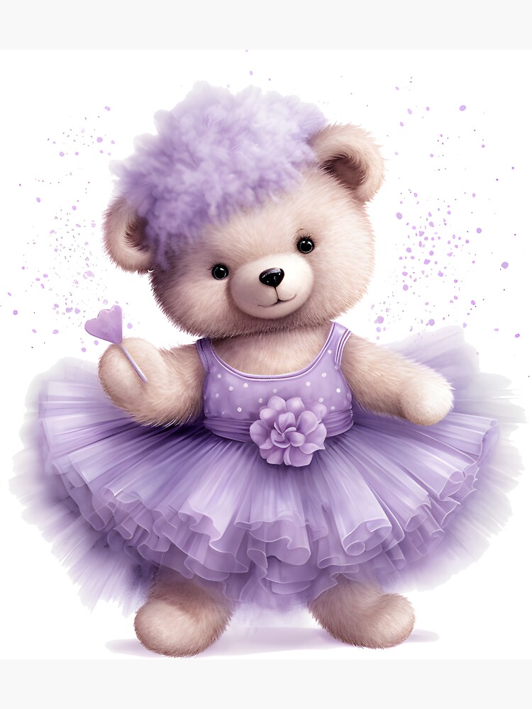 Cute teddy bear with beautiful purple dress Magnet for Sale by Mikkway Redbubble