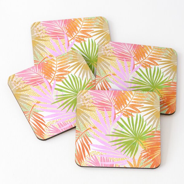 Item preview, Tropical Boho Palm 3. Sunny Green, pink and orange #tropical #summer #palmleaves #pinkandorange designed and sold by Dominiquevari.