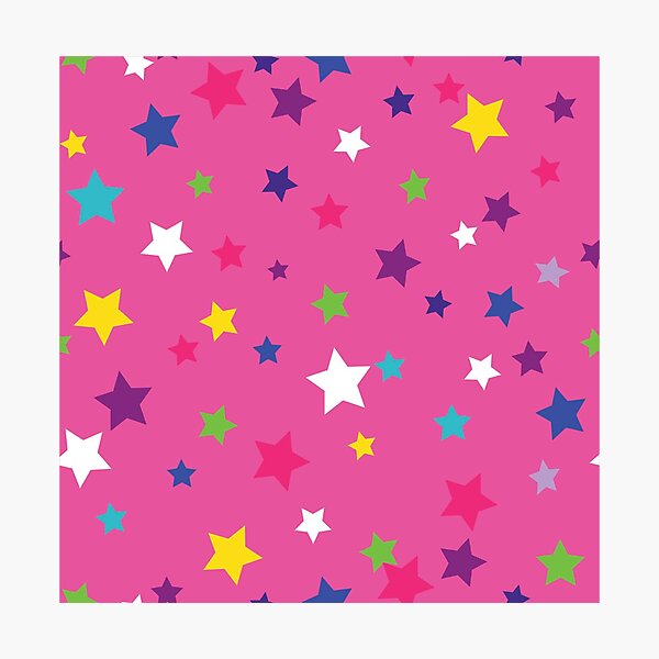 Aperçu de l'œuvre Étoiles arc-en-ciel sur rose créée et vendue par MMPlastic.