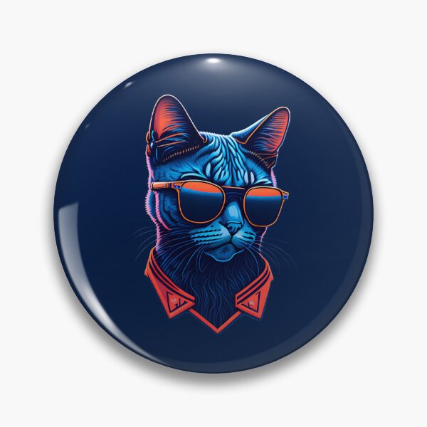 Artikelvorschau, Retro Russian Blue Rebellion: Flache aggressive Katzenillustration entworfen und verkauft von DesignArtEmpire.