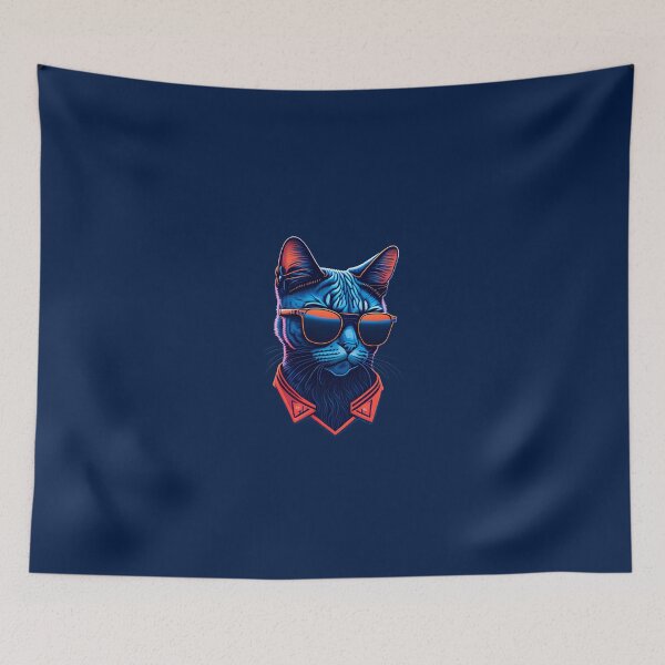 Artikelvorschau, Retro Russian Blue Rebellion: Flache aggressive Katzenillustration entworfen und verkauft von DesignArtEmpire.