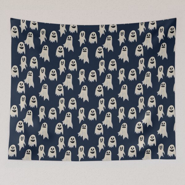 Item preview, Spooky Cute Halloween Ghosts on dark blue background. designed and sold by LaBellCreative.