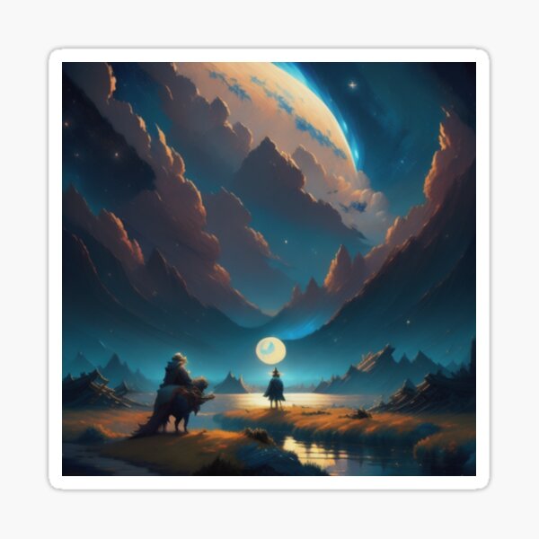 Premium AI Image  Starry Night Serenity Simple Moon Clouds and Stars  Sticker