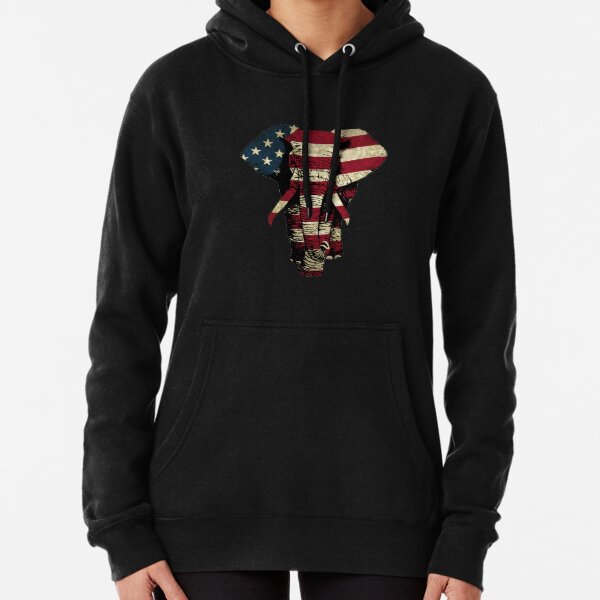 Patriotic Elephant Pullover Hoodie