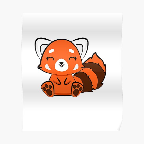 Kawaii Cute Red Panda Bear Poster By Theglaze Redbubble