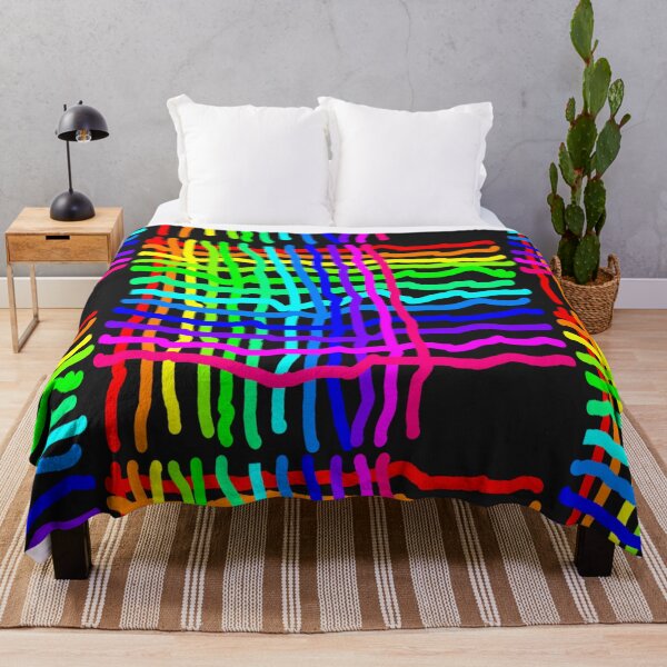 Item preview, Wonky Bright Multicolor Stripe Plaid Blocks Pride on Black designed and sold by DianeBP.