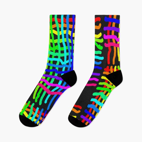 Item preview, Wonky Bright Multicolor Stripe Plaid Blocks Pride on Black designed and sold by DianeBP.
