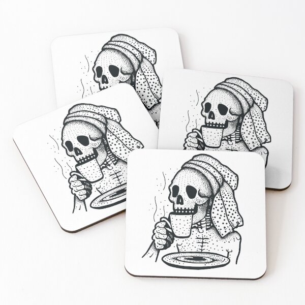 Item preview, Skull and coffee Death Before coffee Skull Caffeine: Edgy and Cool Sticker/T-Shirt Design Featuring Skull Drinking Coffee, Perfect for Coffee Lovers with a Dark and Stylish Vibe! designed and sold by Koolzilla.