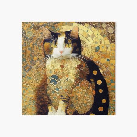 Aperçu de l'œuvre Peinture vintage de style Art Nouveau représentant un chat inspiré de Gustav Klimt créée et vendue par LanaGustavsson.