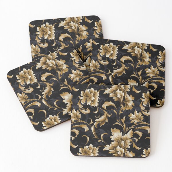 Item preview, Luxurious Black & Gold Floral Seamless Pattern designed and sold by PatternStudios.