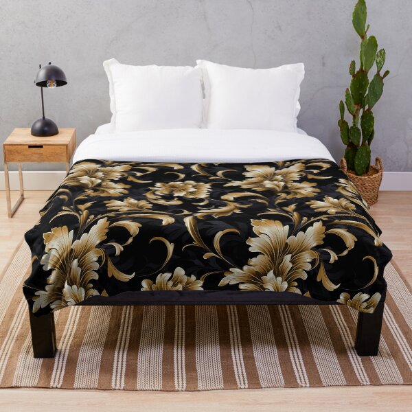 Item preview, Luxurious Black & Gold Floral Seamless Pattern designed and sold by PatternStudios.