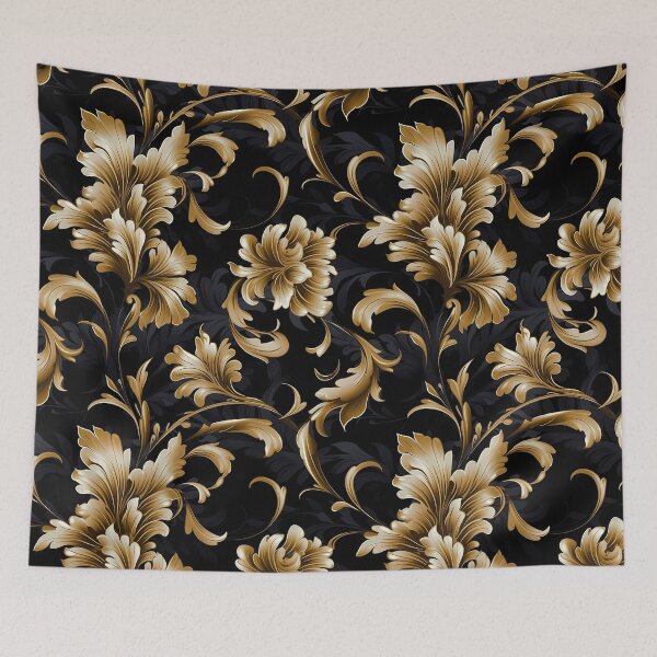 Item preview, Luxurious Black & Gold Floral Seamless Pattern designed and sold by PatternStudios.