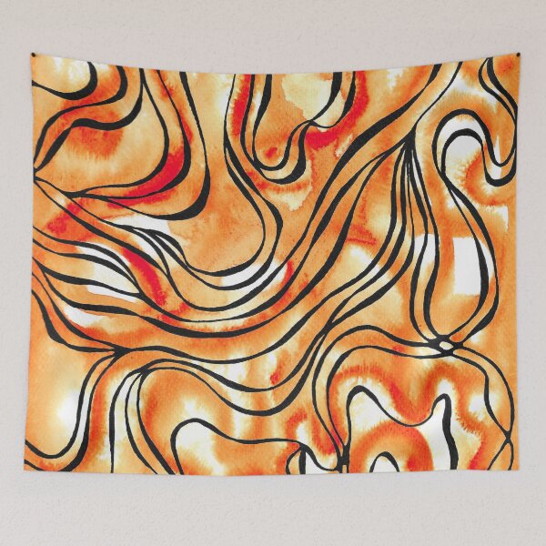 Item preview, Orange abstract waves designed and sold by InspiringLines.