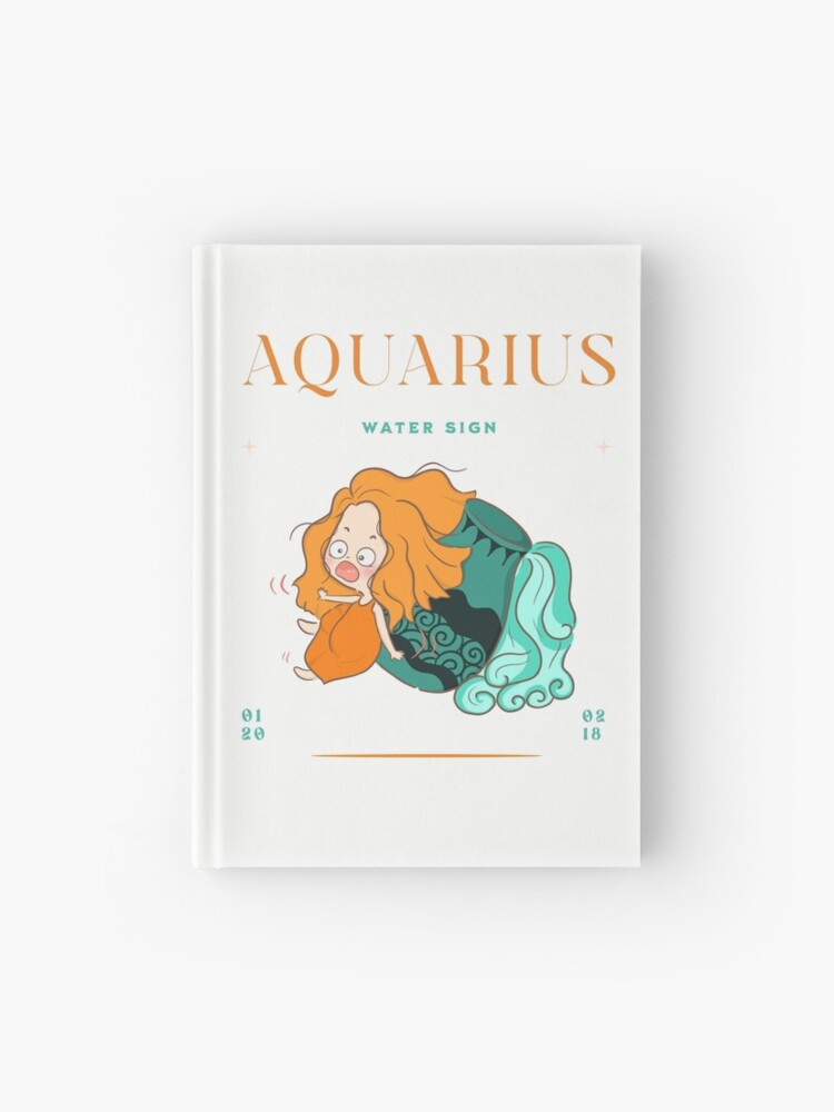 Cute Aquarius Zodiac Water Sign Kawaii Astrology Funny Horoscope Art Cute Zodiac Sign Hardcover Journal