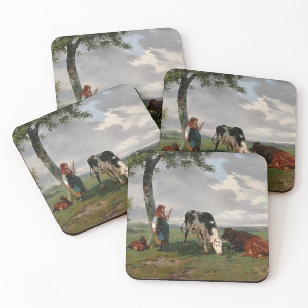 Item preview, A Shepherdess with a Goat and Two Cows in a Meadow (1845) - Rosa Bonheur designed and sold by SALON DES ARTS.