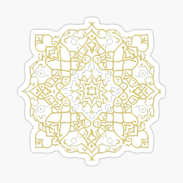 Item preview, A Intricate Golden Coloured Mandala in Navy Blue background,Spiritual, Symmetric,Moroccan, designed and sold by Cuddleblossom.