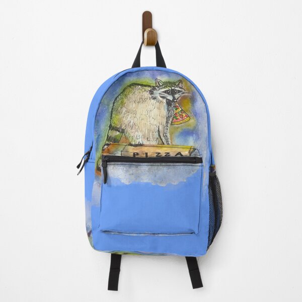 Item preview, Mischievous Racoon with pizza, Watercolor painting designed and sold by altairaleon.