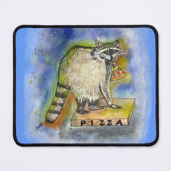 Item preview, Mischievous Racoon with pizza, Watercolor painting designed and sold by altairaleon.