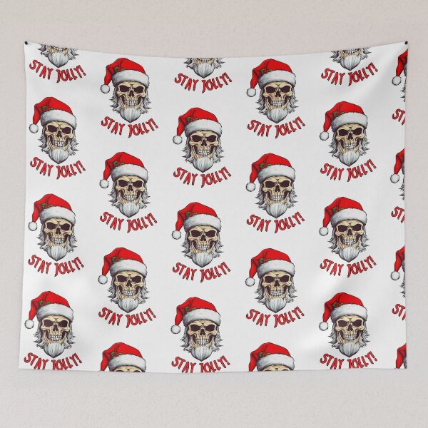 Item preview, Stay Jolly | Christmas Skull Wearing Santa Hat | Merry Christmas 2023 Ho Ho Ho designed and sold by CoolHippoQuotes.
