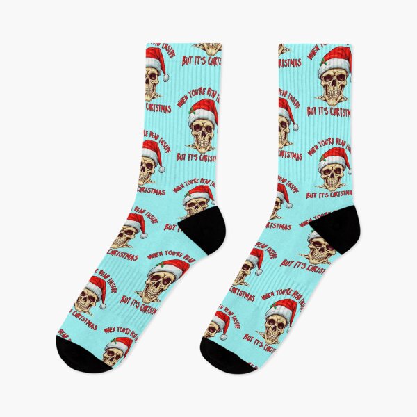 Item preview, When You're Dead Inside But It's Christmas | Christmas Skull | Merry Christmas 2023 Ho Ho Ho designed and sold by CoolHippoQuotes.