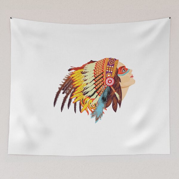 Item preview, Native American with colorful headdress designed and sold by TirrellColister.