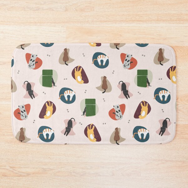 Item preview, retro pattern of different colors cats designed and sold by WonderworkLI.