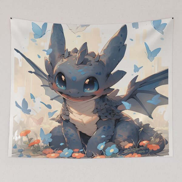 Item preview, Black fury dragon that lives butterflies designed and sold by HydraDreams.